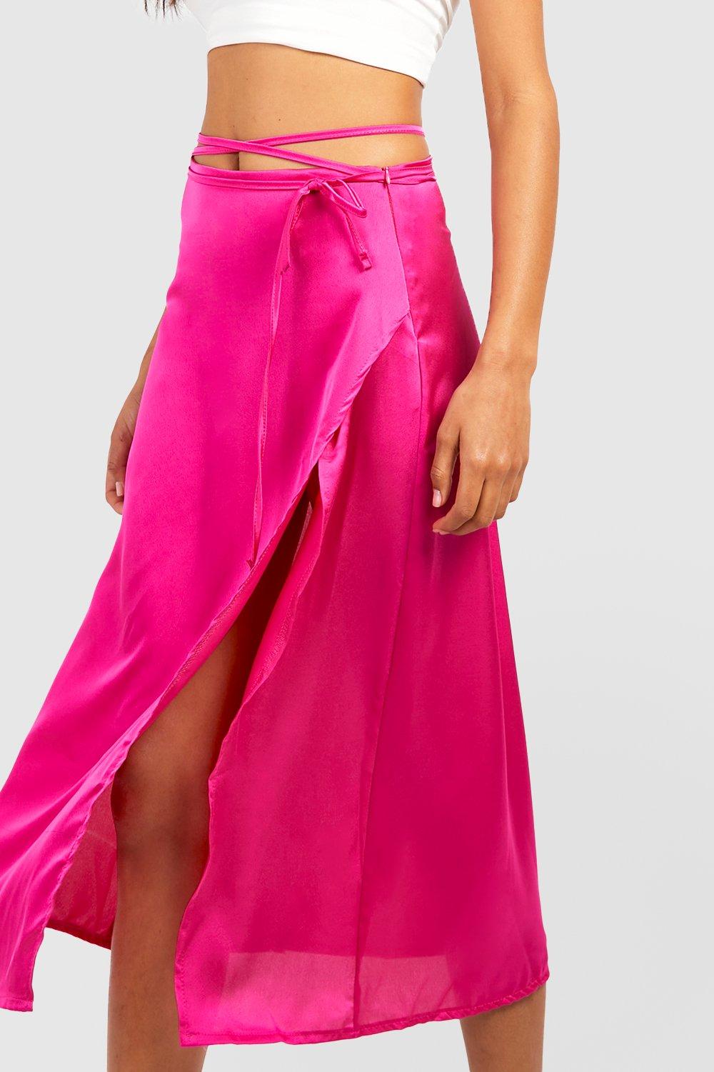 Hot pink slip store skirt